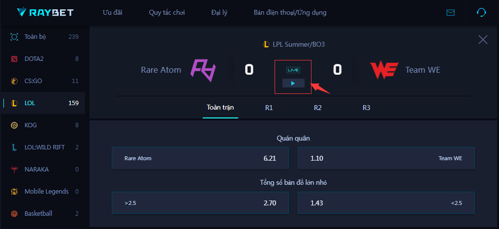 cá cược tỷ số