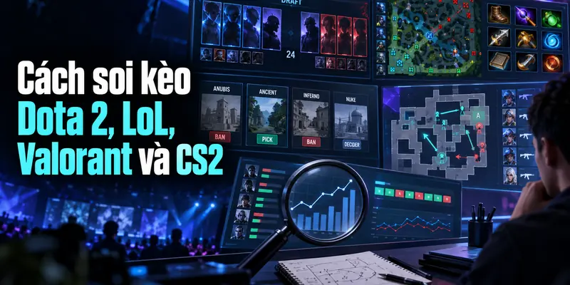 Cách soi kèo Dota 2, LoL, Valorant và CS2 theo draft, map và phong độ