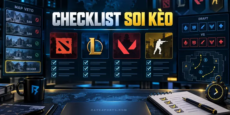 Checklist soi kèo esports trước giờ thi đấu