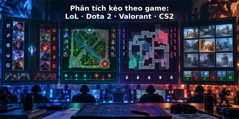 Phân tích kèo theo game: LoL, Dota 2, Valorant và CS2