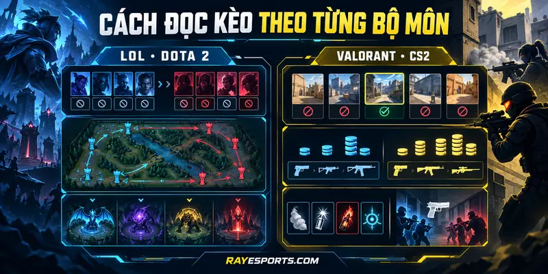 Cách đọc kèo LoL Dota 2 Valorant và CS2
