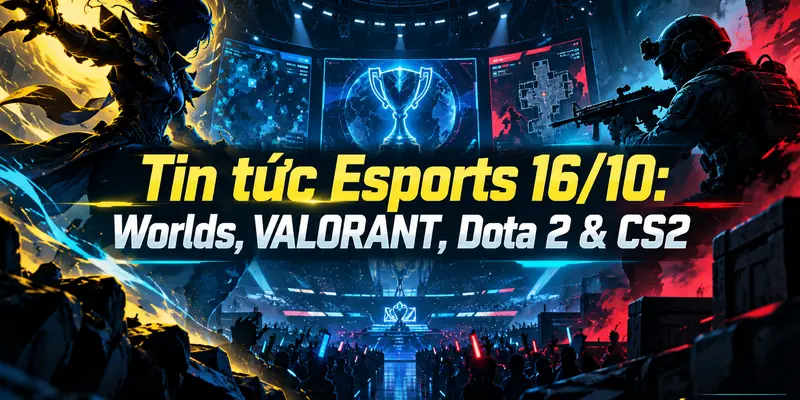 Tin tức Esports 16/10: Worlds, VALORANT, Dota 2 và CS2