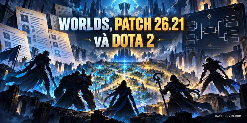 Worlds, patch 26.21 và Dota 2 trong ảnh minh họa Esports